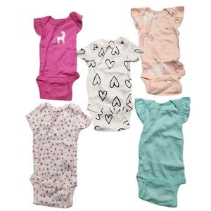 Baby Girls Infants 5 Pack Bodysuits Set Rompers Newborn